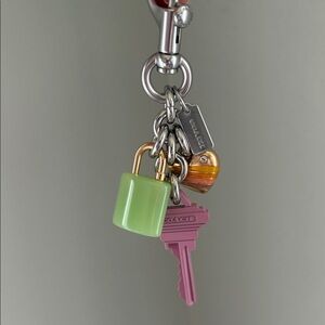 Coach Key Cluster Bag Charm Silver Pink Green Multicolor